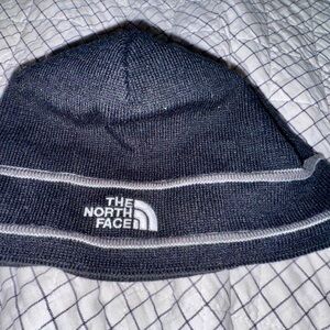 The North Face Black with Grey Stripe Hat